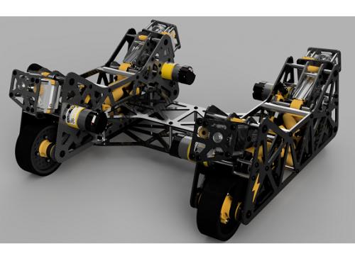 8轮碳纤维机器人车底盘3D图纸 STEP