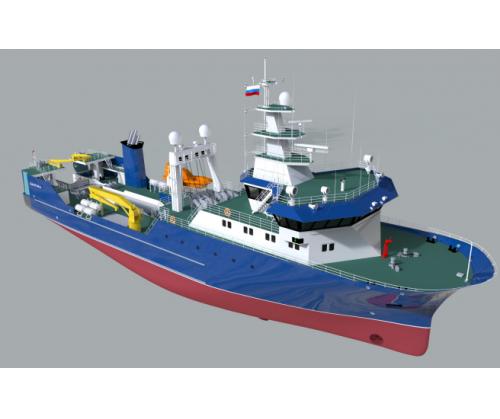 中型冰冻拖网渔船造型3D图纸 STP格式
