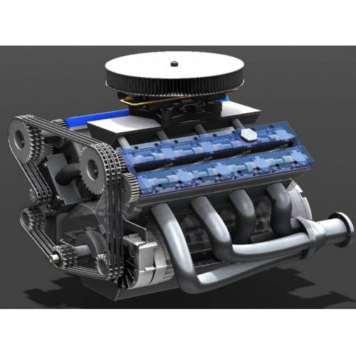 八缸发动机模型3D图纸 Solidworks设计 附STEP格式