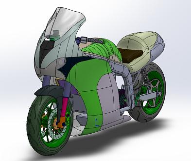 摩托车造型3D图纸 Solidworks设计