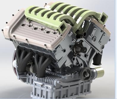 十二缸发动机3D数模图纸  stp格式