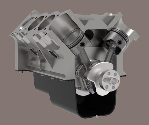 V8 Engine发动机部分结构3D图纸 STP格式
