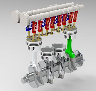 四缸发动机引擎内部演示结构3D图纸 Solidworks设计