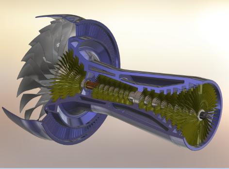 燃气轮机发动机概念模型3D图纸 Solidworks