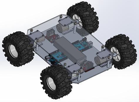 四轮移动机器人小车3D图纸 STEP格式
