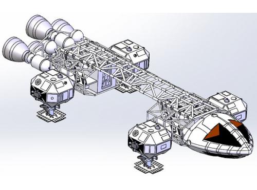 Space 1999 Eagle科幻宇宙飞船3D数模图纸 STEP格式