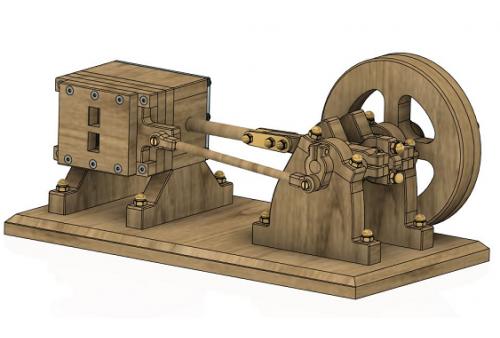 单缸蒸汽发动机3D数模图纸 STEP格式