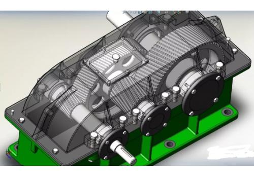 双级斜齿轮减速器3D数模图纸 Solidworks设计
