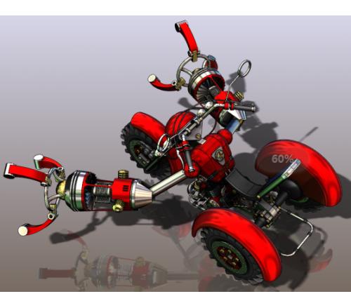 科幻三轮车机器人3D图纸 Solidworks设计 附STP