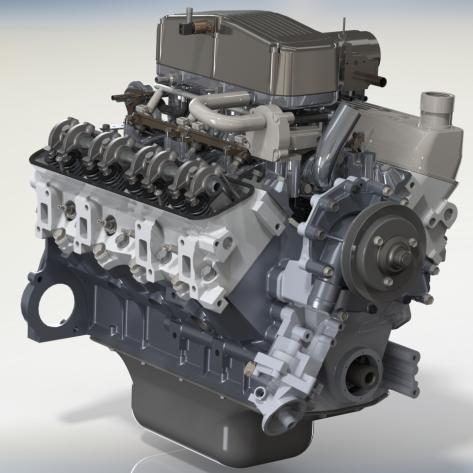 V8缸发动机模型3D图纸 x_t格式