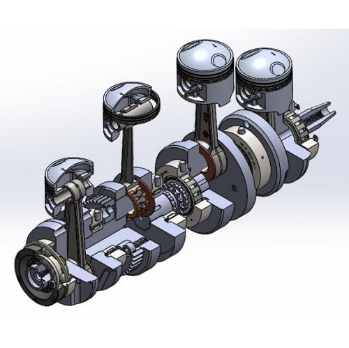 四缸发动机曲轴结构3D图纸 Solidworks设计