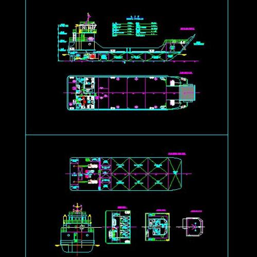 自航甲板驳船设计图