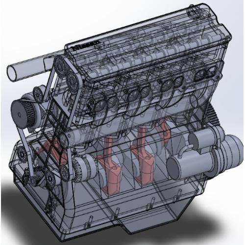 2.5i 16V (170HP)发动机引擎结构模型3D图纸 Solidworks设计