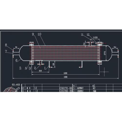 卧式列管换热器CAD图