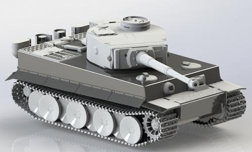 1-16 tiger-tank虎式坦克简易模型3D图纸 STEP格式