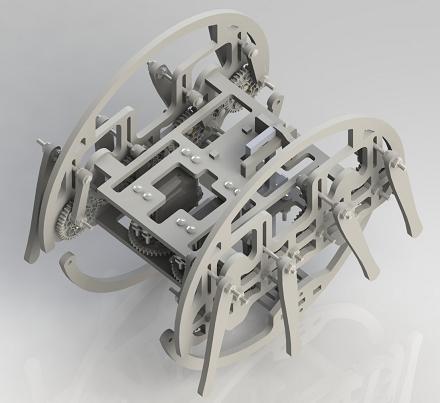 仿生蜘蛛可步行可翻滚机器人3D图纸 Solidworks设计