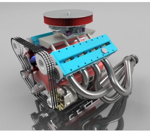 V8发动机模型3D图纸 INVENTOR设计