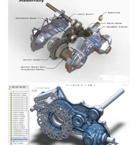 4WD ATV四驱齿轮箱减速器3D图纸 Solidworks设计