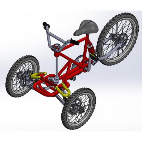 倒骑驴三轮自行车结构3D图纸 Solidworks设计