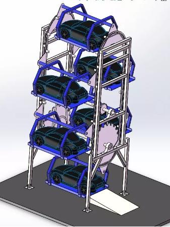 垂直旋转式立体车库简易模型3D图纸 Solidworks设计