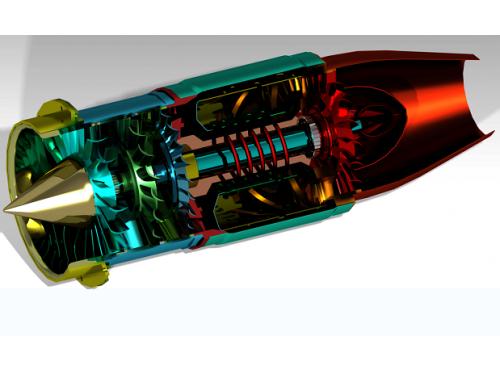 轴流式航空发动机3D模型图纸 STP格式
