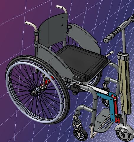 带前辅助轮的轮椅模型3D图纸 STP格式