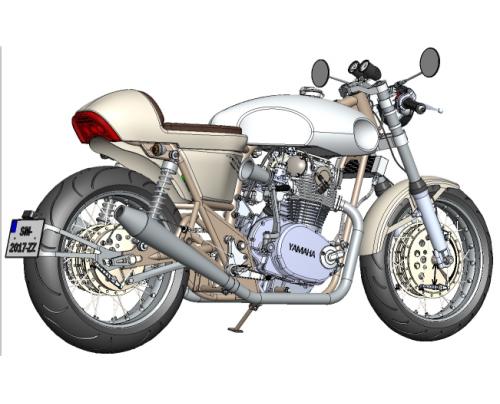 摩托车详细模型3D图纸 stp格式