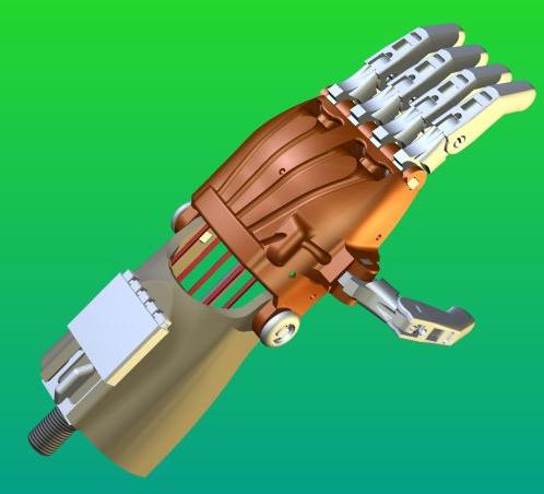 上肢假肢机械手掌3D数模图纸 INVENTOR设计 附IGS STL
