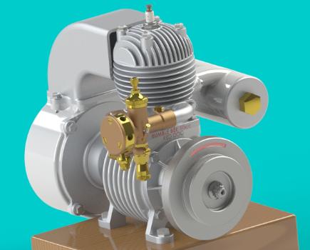 50cc Auxiliary单缸发动机模型3D图纸 Solidworks设计 附STEP