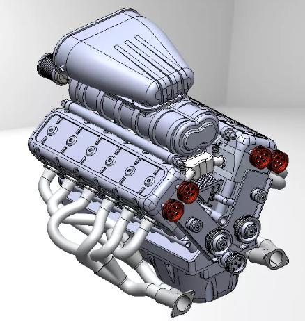 V12-Engine 12缸发动机引擎模型3D图纸 Solidworks设计