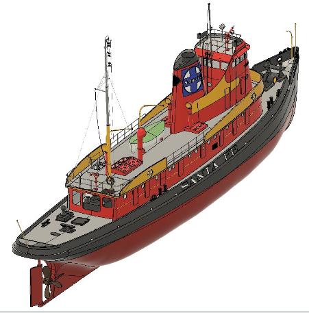 edward-j流线型蒸汽拖船船舶模型3D图纸 STEP格式