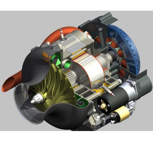 二冲程旋转涡轮发动机3D模型图纸 Inventor设计