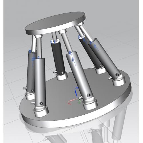 六轴六自由度液压运动平台三维图和运动仿真3D