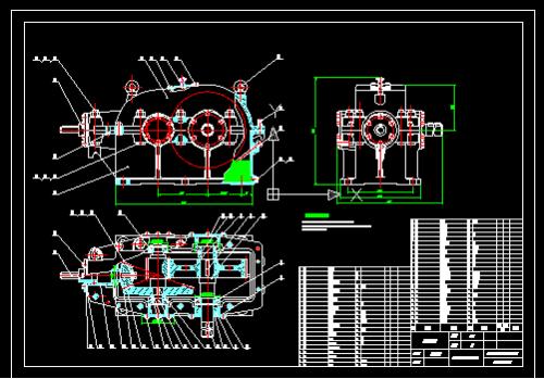 两级圆锥圆柱减速器装配图CAD图纸