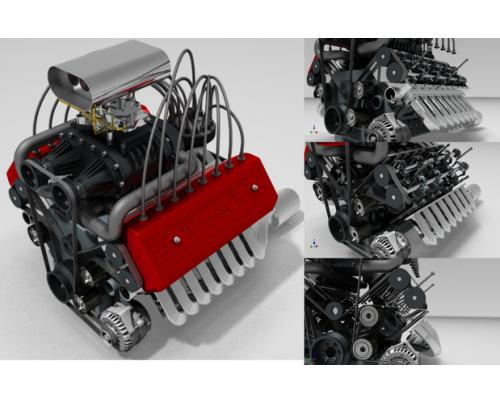 发动机16缸引擎模型3D图纸 STP格式