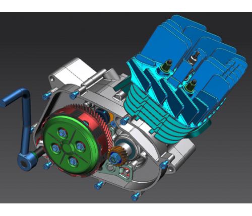 雅马哈DT 80 MX单缸摩托车发动机模型3D图纸 UG设计 附IGS格式