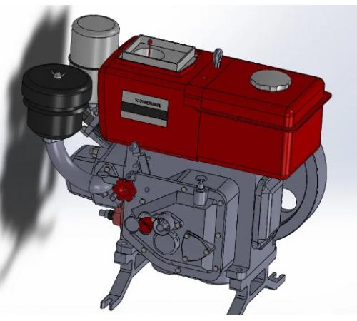 R175型单缸柴油机模型3D图纸 Solidworks设计