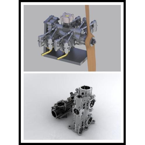 4缸对置气缸发动机模型3D图纸 Solidworks设计 附STEP