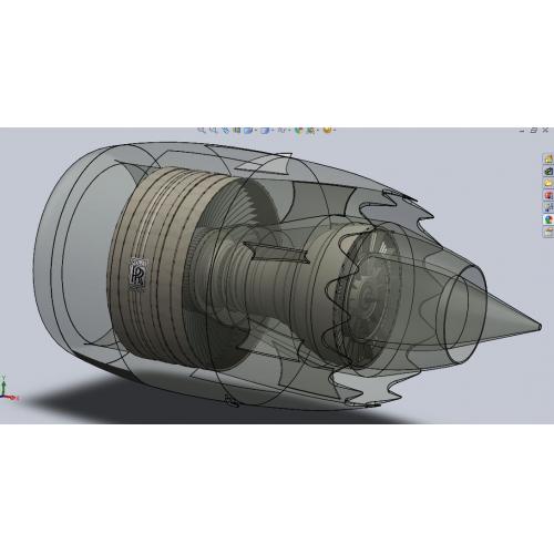 罗罗涡扇发动机3D三维建模机械设计资料遄大涡轮风扇发动机