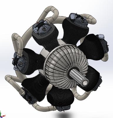 Radial Engine 5轴星型发动机简易结构3D图纸 Solidworks设计