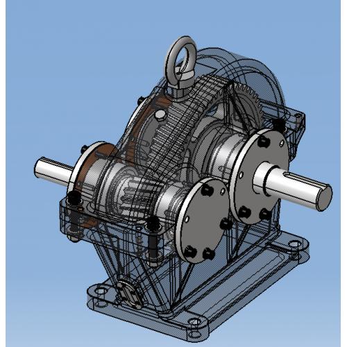 一级斜齿圆柱齿轮减速器3D数模图纸 STP格式