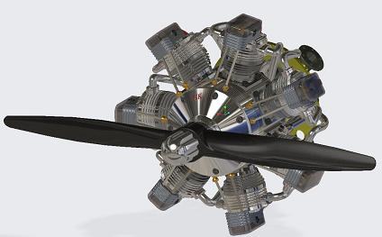 HK 7缸径向星形发动机3D数模图纸 STP格式