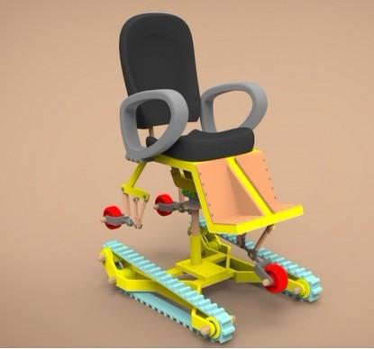多功能爬楼梯轮椅全套3D模型三维图纸