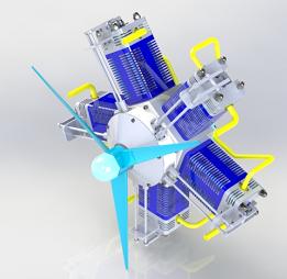 径向星型发动机3D图纸 Solidworks设计