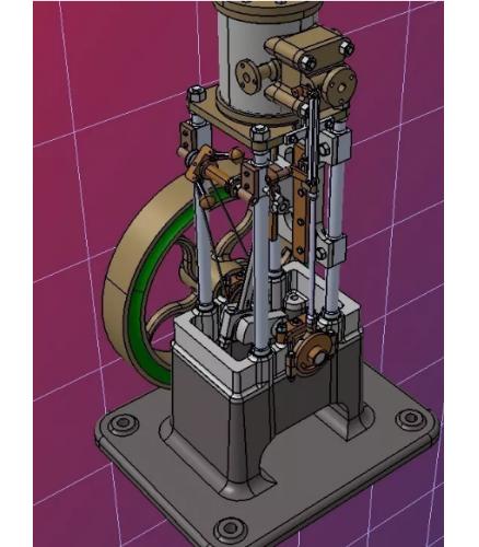 垂直发动机蒸汽引擎3D数模图纸 STEP格式