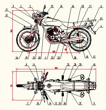 本田王款摩托车整车图纸(CAD格式)