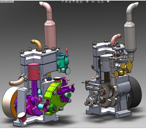 10cc发动机模型3D图纸 Solidworks设计 附STEP格式