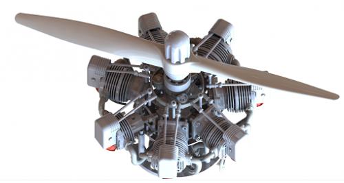 7缸径向星型发动机模型3D图纸 Solidworks设计