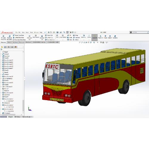 KSRTC巴士简易模型3D图纸 Solidworks设计