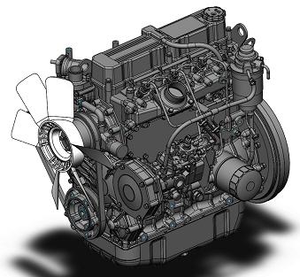4缸发动机模型3D图纸 Solidworks设计
